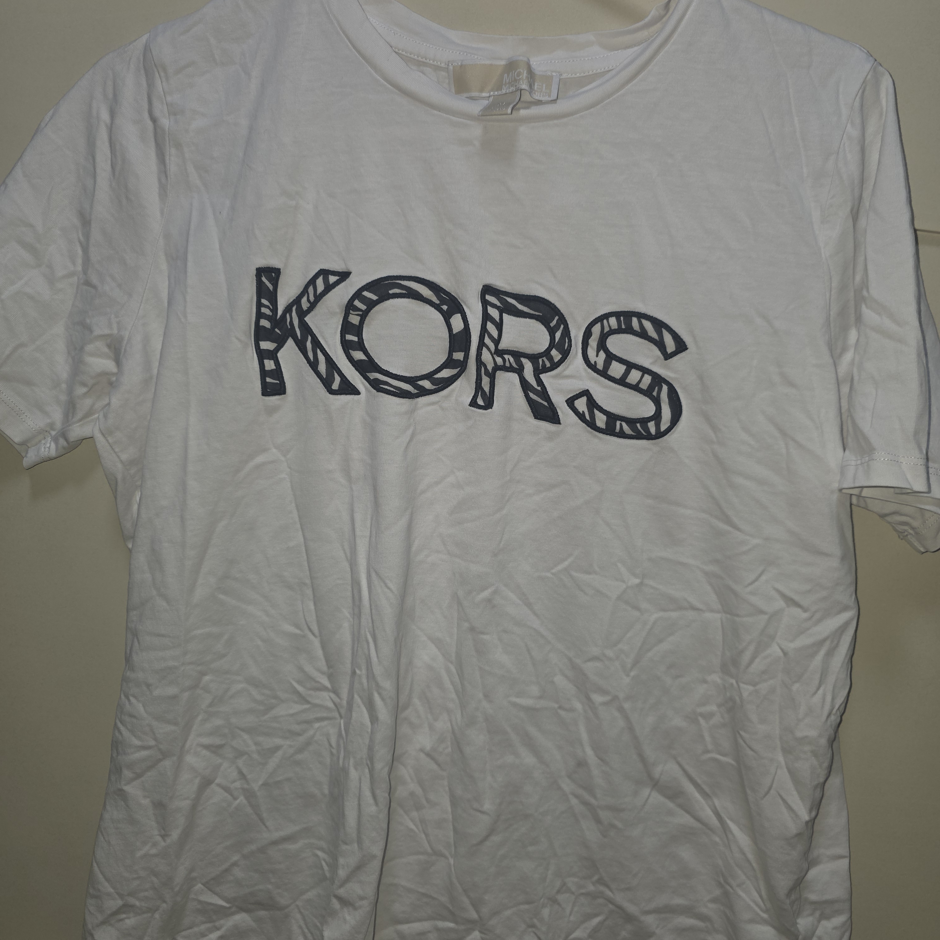Michael Kors White Tee With Navy Kors Logo